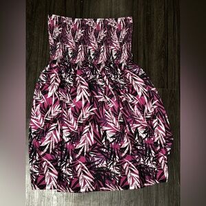 Strapless Purple Leaf Print Summer dress (tag missing probrably Large)